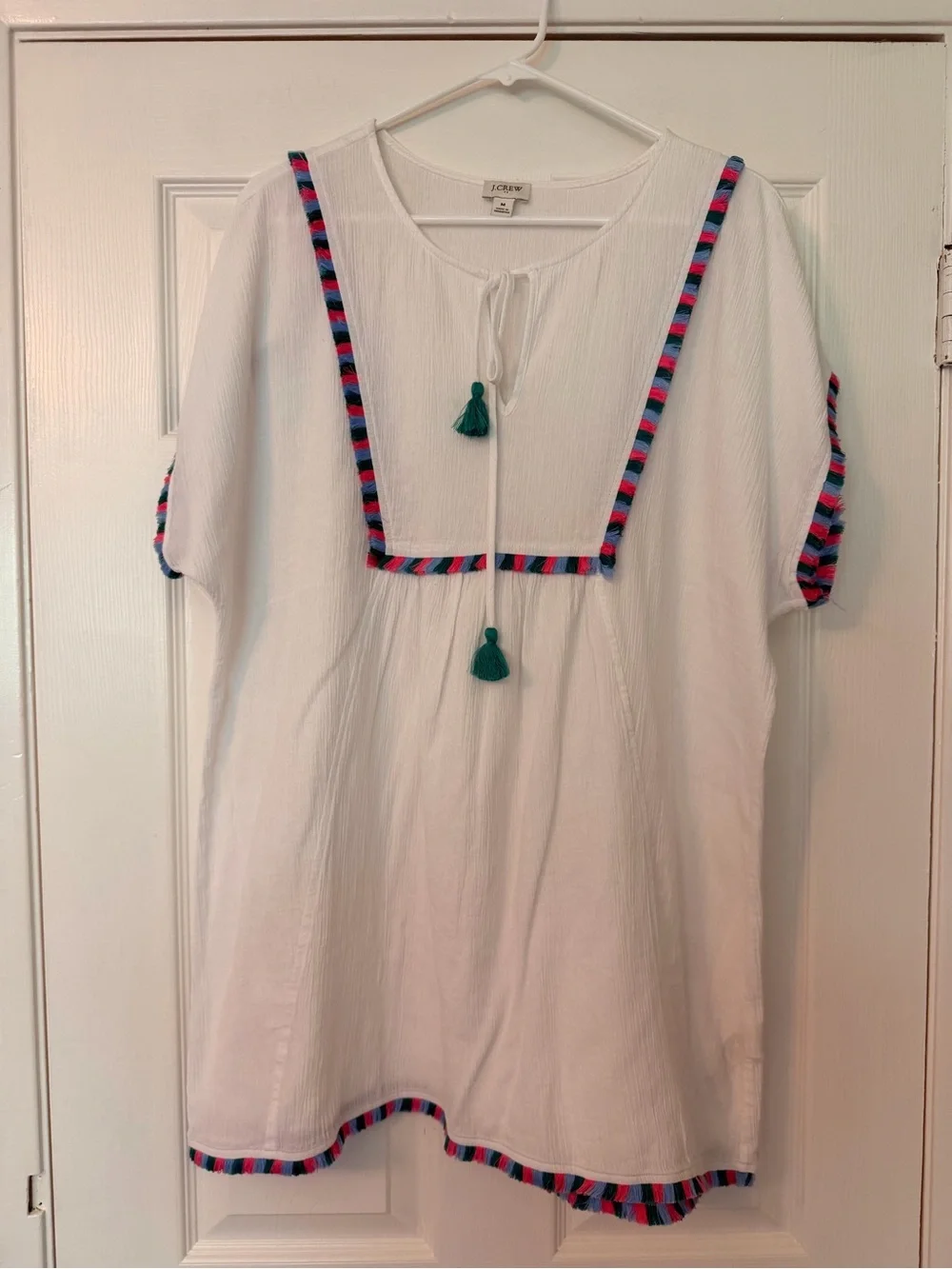 J. Crew Women's White Beach cotton Cover-Up Tunic with Trim
